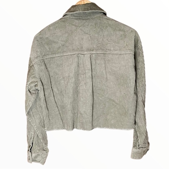 𝅺forever 21 Olive Corduroy Crop Jacket, Size X-Small- New With Tags - Picture 3 of 4